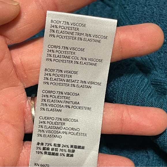 Free People Santa Clara thermal waffle teal wide neck sweater top L - Picture 9 of 9